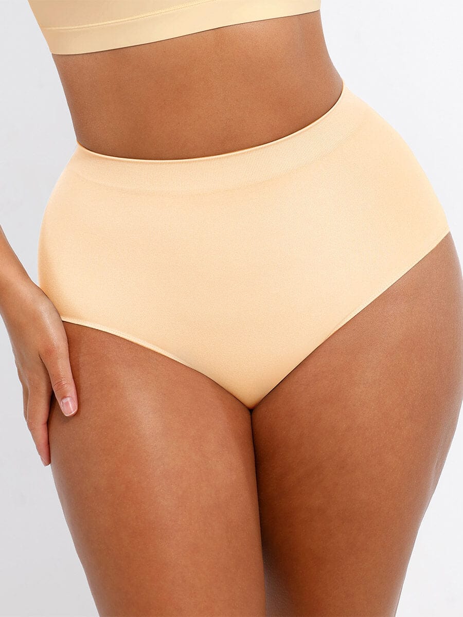  Seamless High-Waist Tummy Control Antibacterial Peach Hip Brief