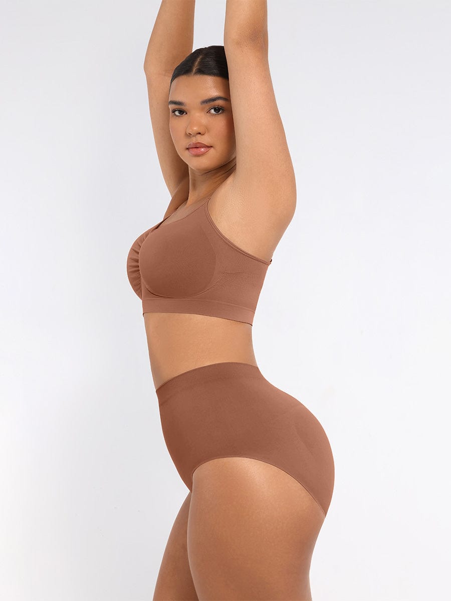  Seamless High-Waist Tummy Control Antibacterial Peach Hip Brief