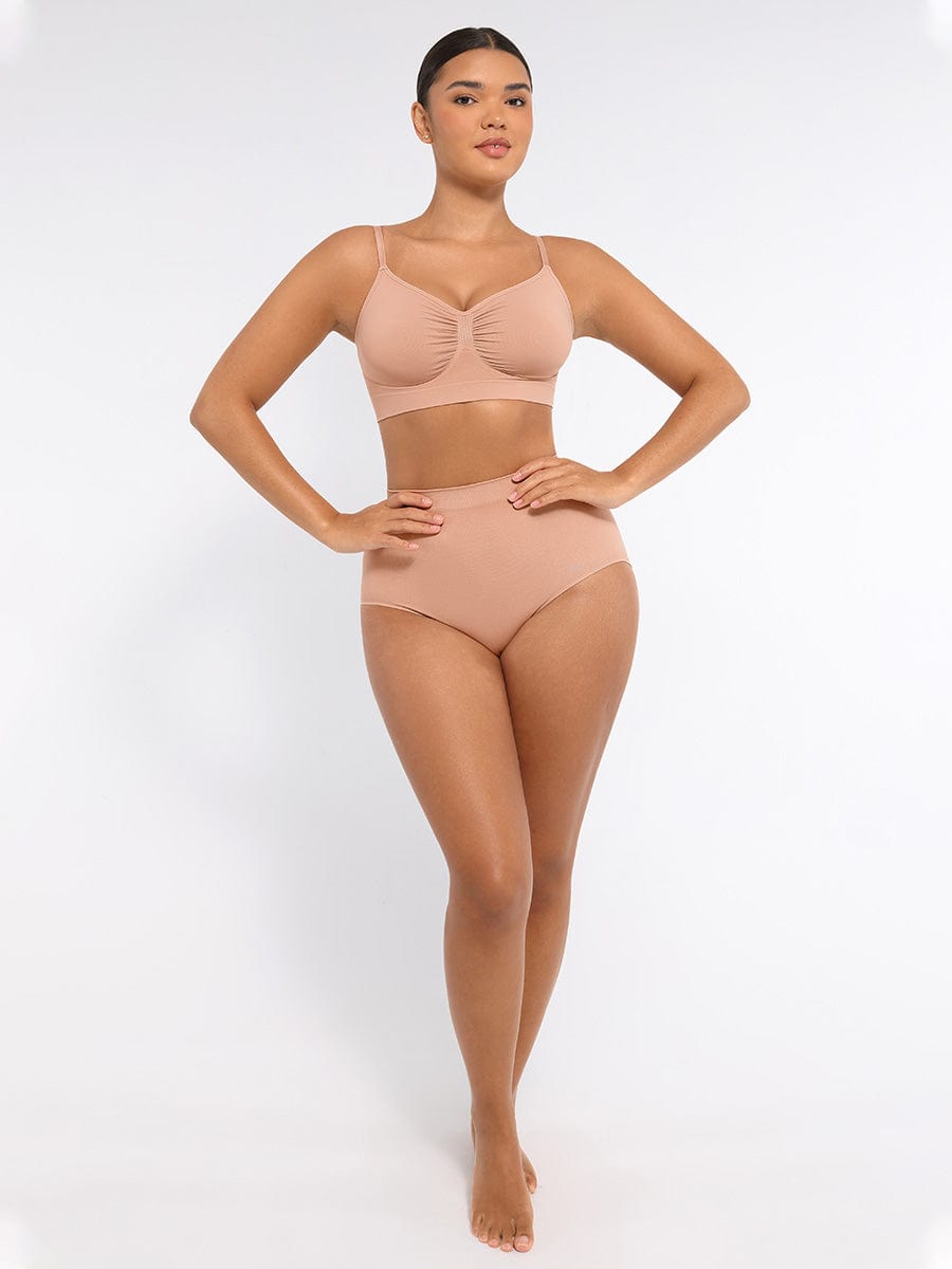  Seamless High-Waist Tummy Control Antibacterial Peach Hip Brief