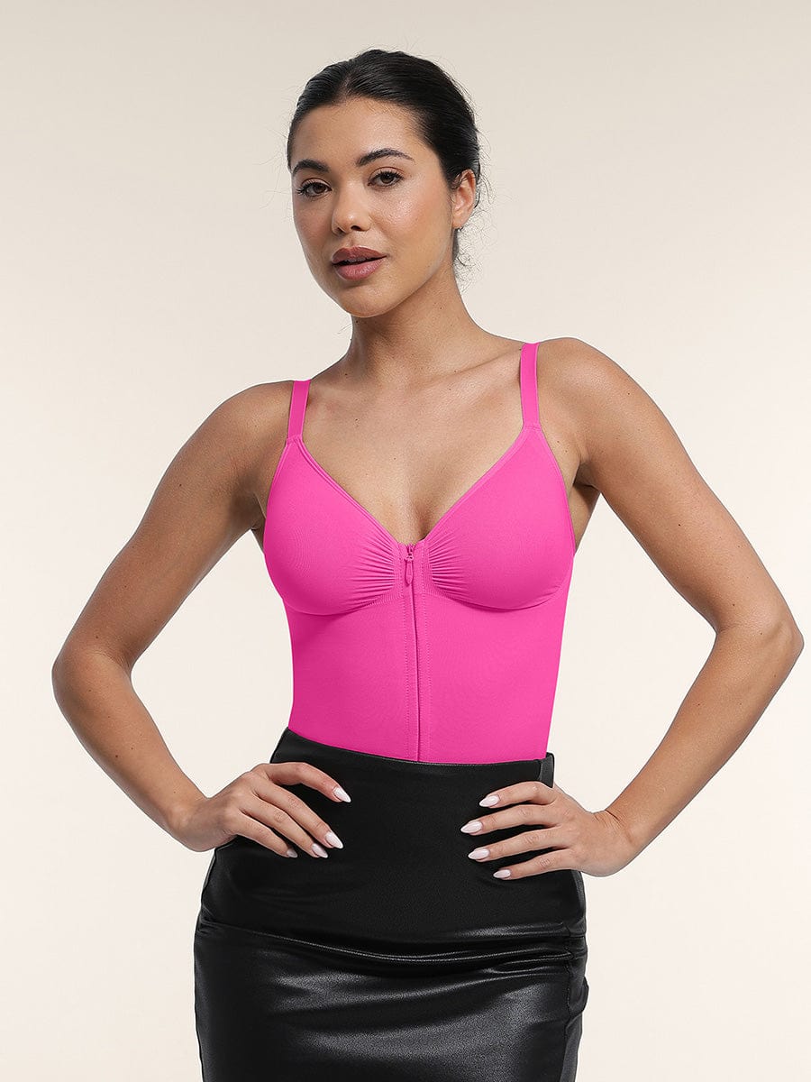  Seamless Plunge Chest Support Bodysuit with Clips Inside