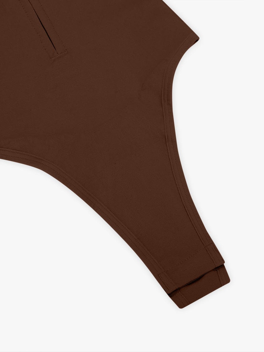  Seamless Plunge Chest Support Bodysuit with Clips Inside