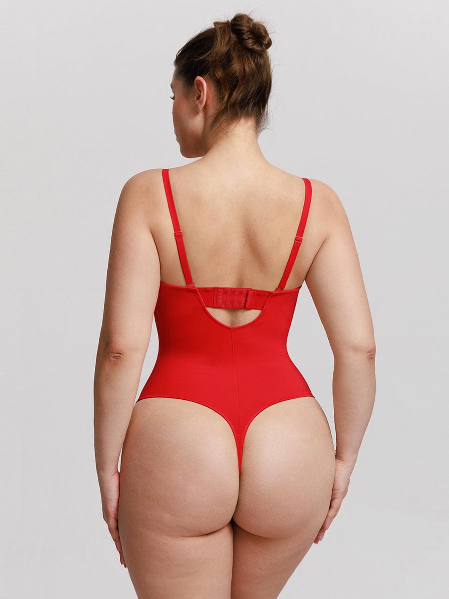  One Piece Underwire Strapless Cups Waist And Abdomen Shaping Thong Bodysuit