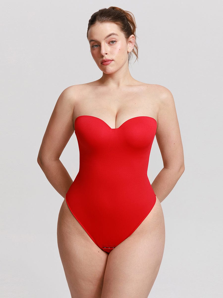  One Piece Underwire Strapless Cups Waist And Abdomen Shaping Thong Bodysuit