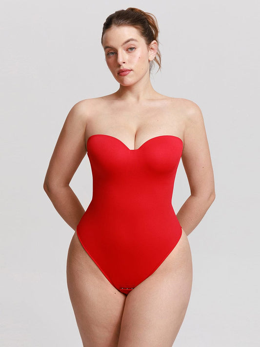  One Piece Underwire Strapless Cups Waist And Abdomen Shaping Thong Bodysuit
