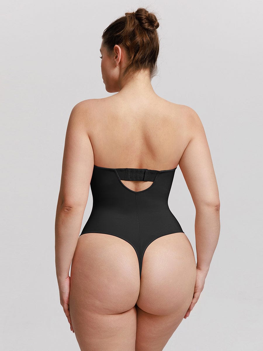  One Piece Underwire Strapless Cups Waist And Abdomen Shaping Thong Bodysuit