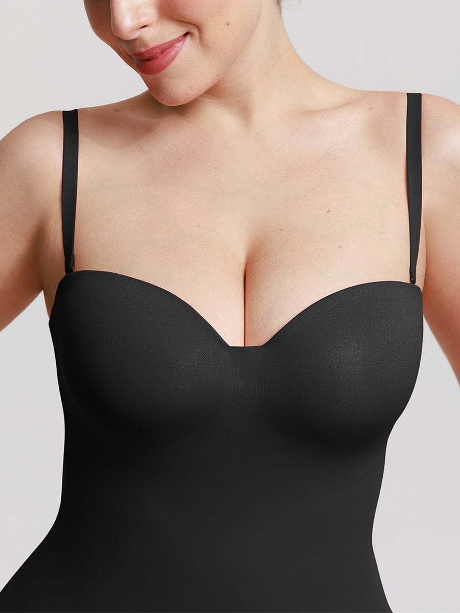 One Piece Underwire Strapless Cups Waist And Abdomen Shaping Thong Bodysuit