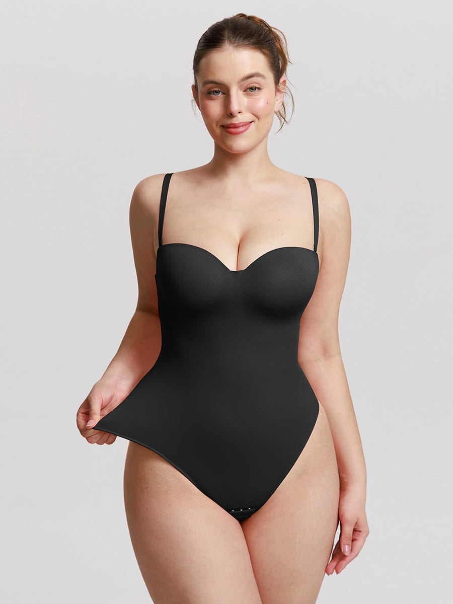  One Piece Underwire Strapless Cups Waist And Abdomen Shaping Thong Bodysuit