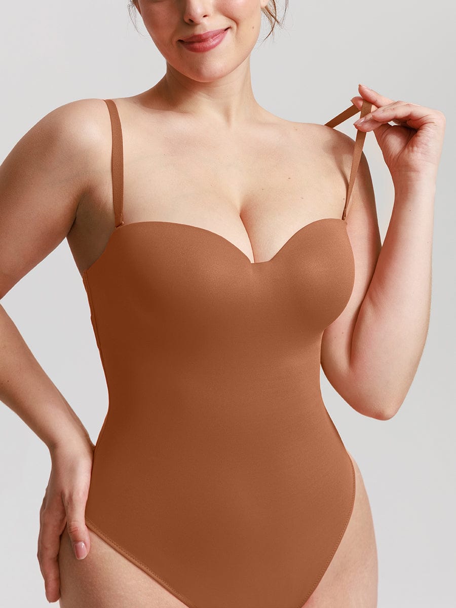  One Piece Underwire Strapless Cups Waist And Abdomen Shaping Thong Bodysuit