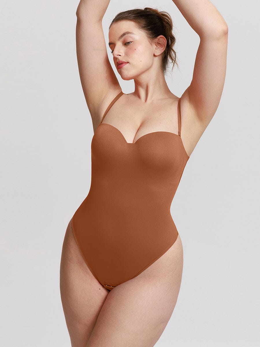  One Piece Underwire Strapless Cups Waist And Abdomen Shaping Thong Bodysuit