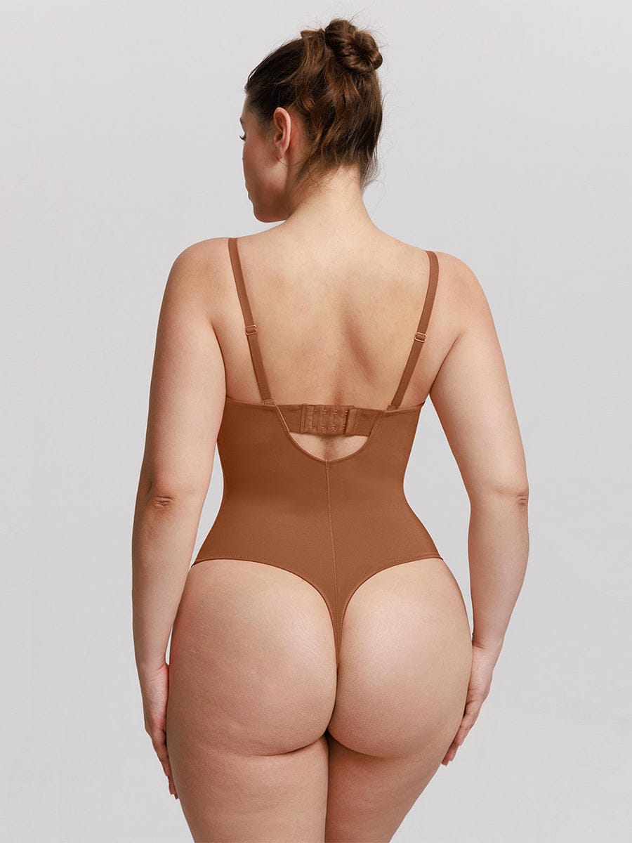 One Piece Underwire Strapless Cups Waist And Abdomen Shaping Thong Bodysuit
