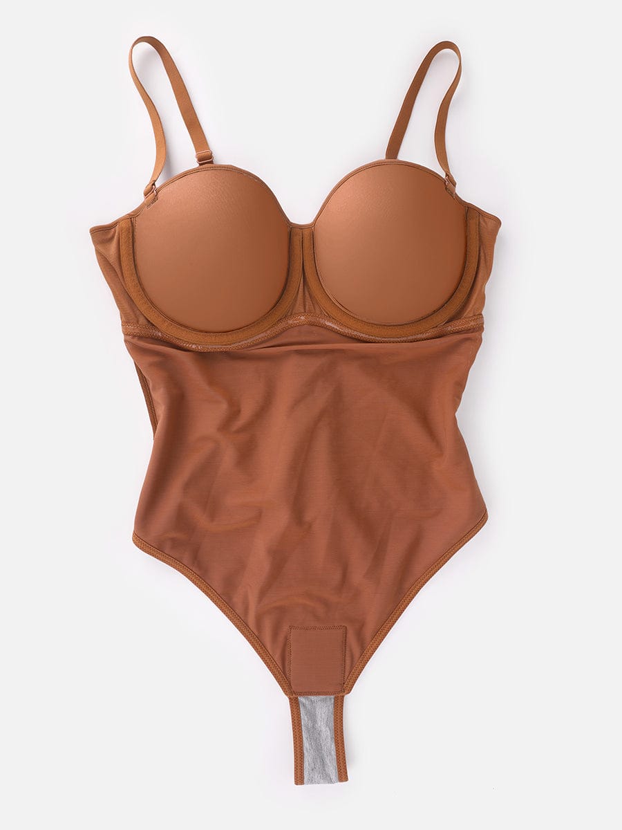  One Piece Underwire Strapless Cups Waist And Abdomen Shaping Thong Bodysuit