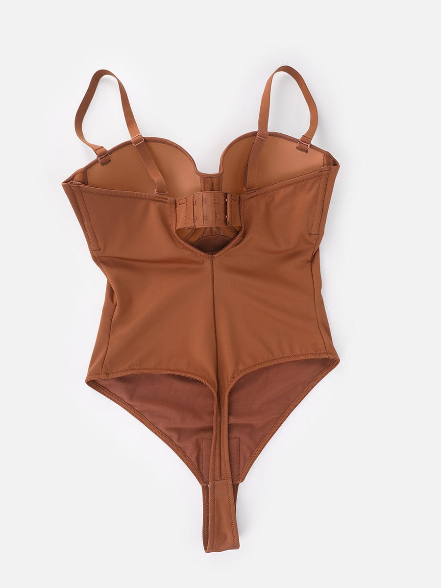  One Piece Underwire Strapless Cups Waist And Abdomen Shaping Thong Bodysuit