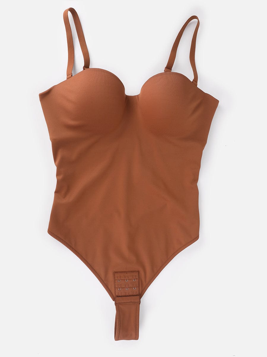  One Piece Underwire Strapless Cups Waist And Abdomen Shaping Thong Bodysuit