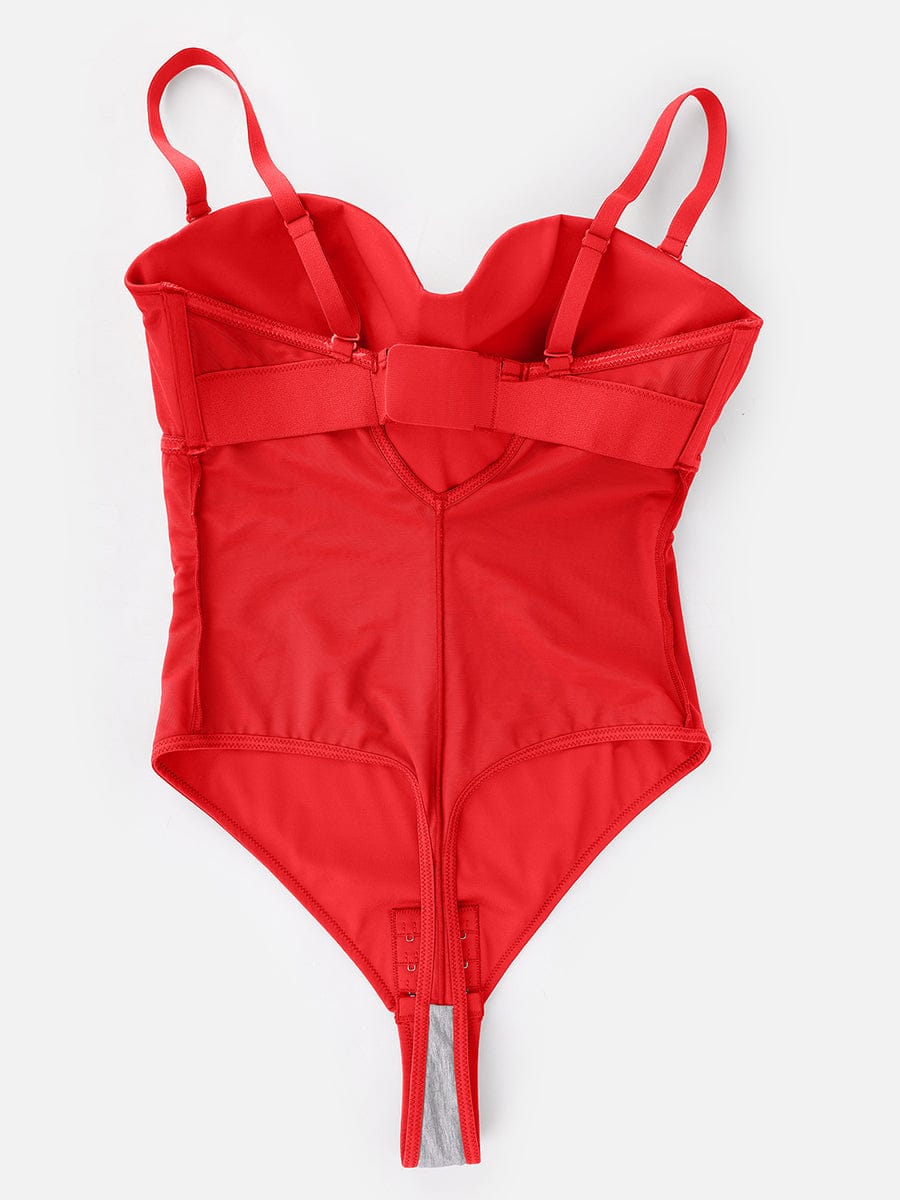  One Piece Underwire Strapless Cups Waist And Abdomen Shaping Thong Bodysuit