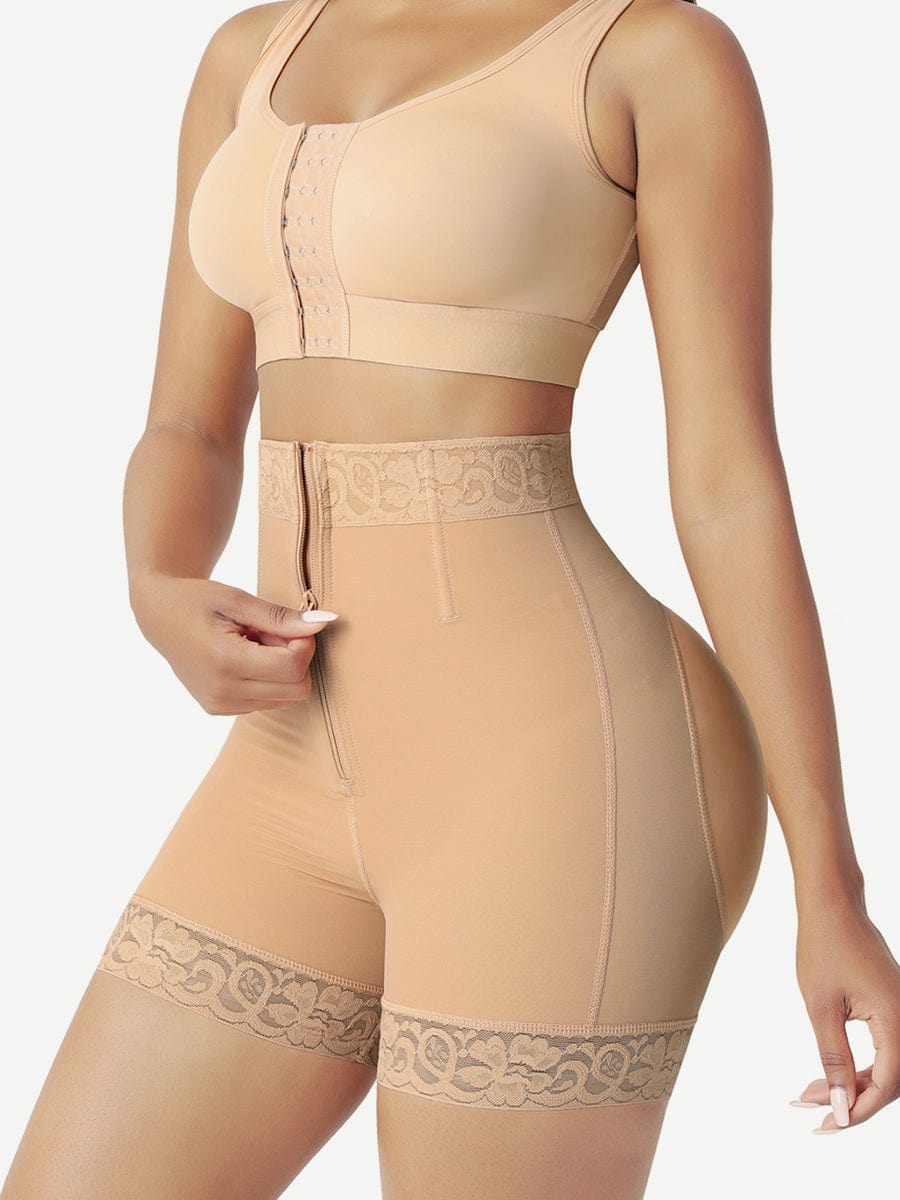  Front Zipper Butt Lifter Shorts High Waist Curve-Creating