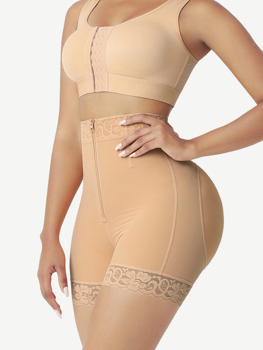  Front Zipper Butt Lifter Shorts High Waist Curve-Creating