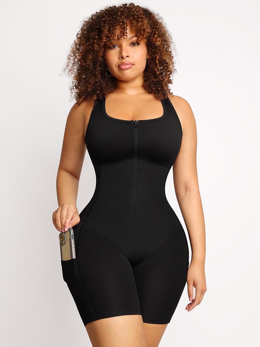  Stretch Athletic Sauna Bodyshaper With Pockets