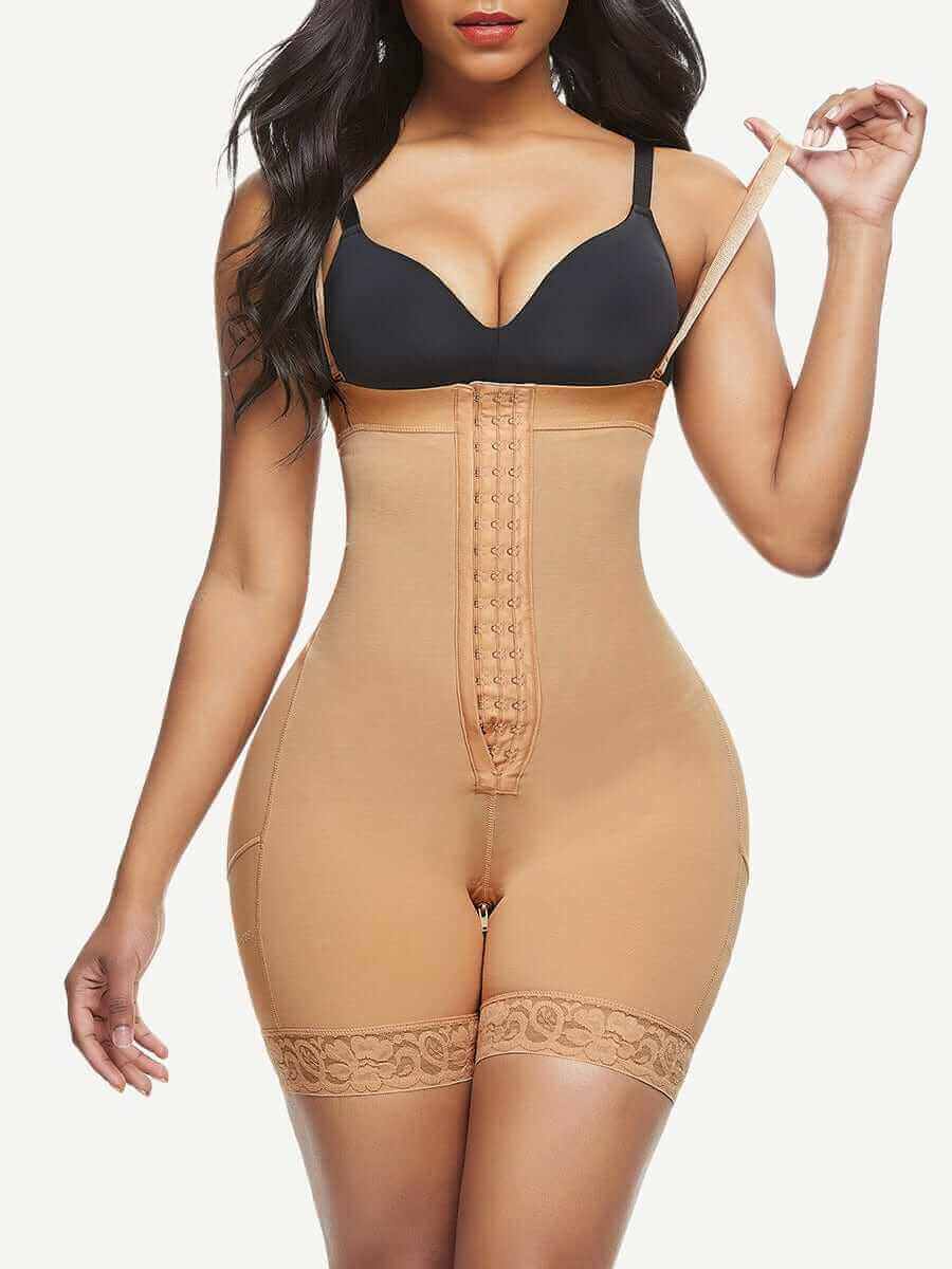  Big Size Lace Trim Postoperative Full Body Shaper