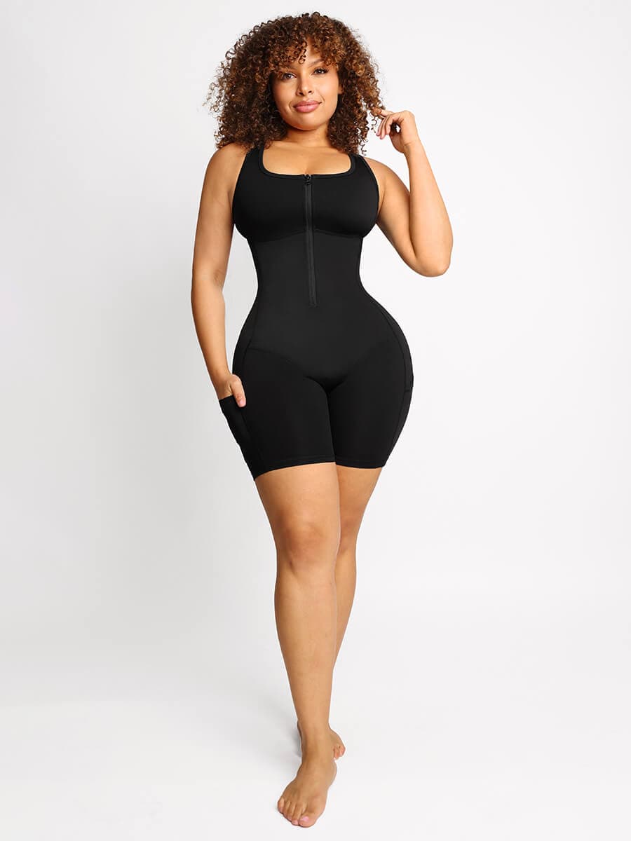  Stretch Athletic Sauna Bodyshaper With Pockets
