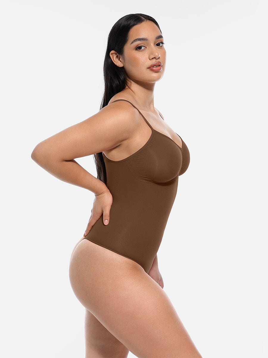  Seamless Covered Bust Jumpsuit Thong Bodysuit