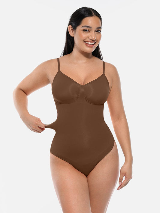  Seamless Covered Bust Jumpsuit Thong Bodysuit