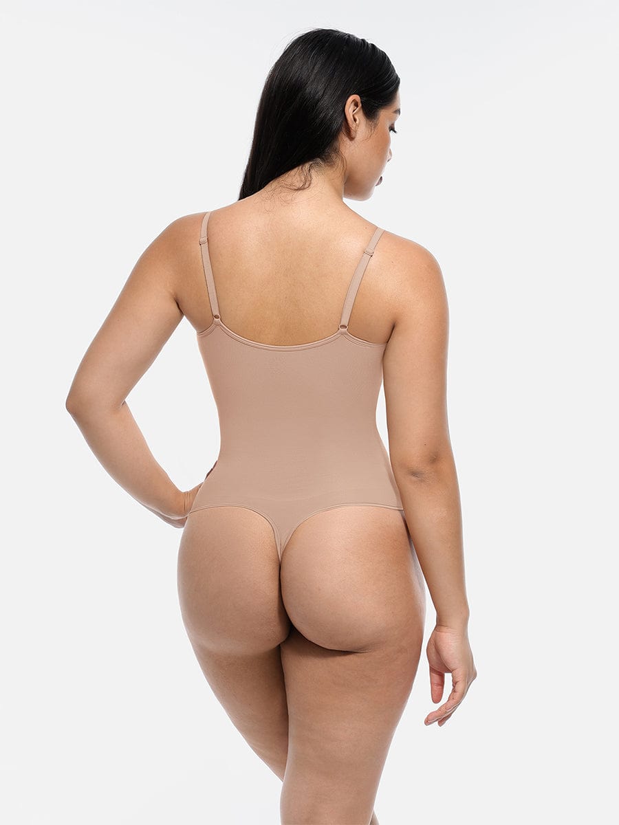  Seamless Covered Bust Jumpsuit Thong Bodysuit
