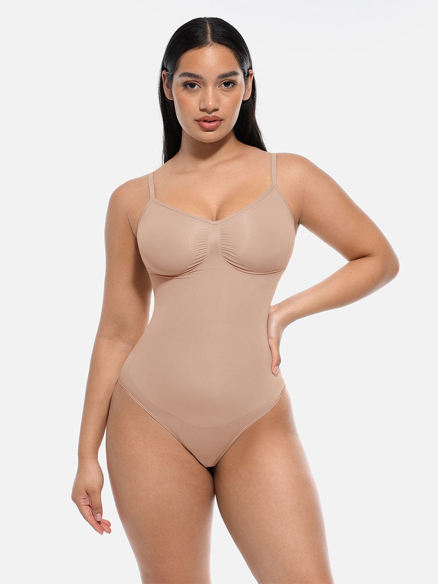  Seamless Covered Bust Jumpsuit Thong Bodysuit