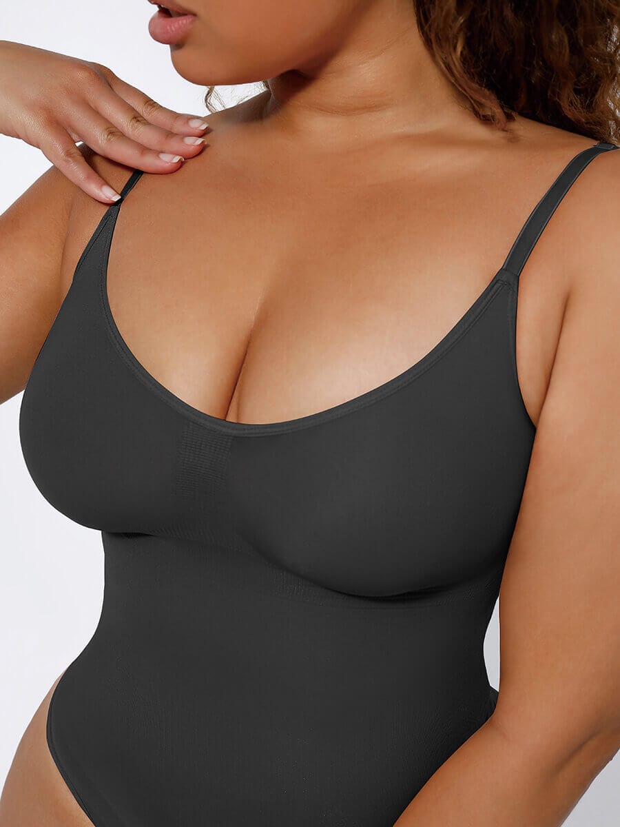  Seamless Covered Bust Jumpsuit Thong Bodysuit
